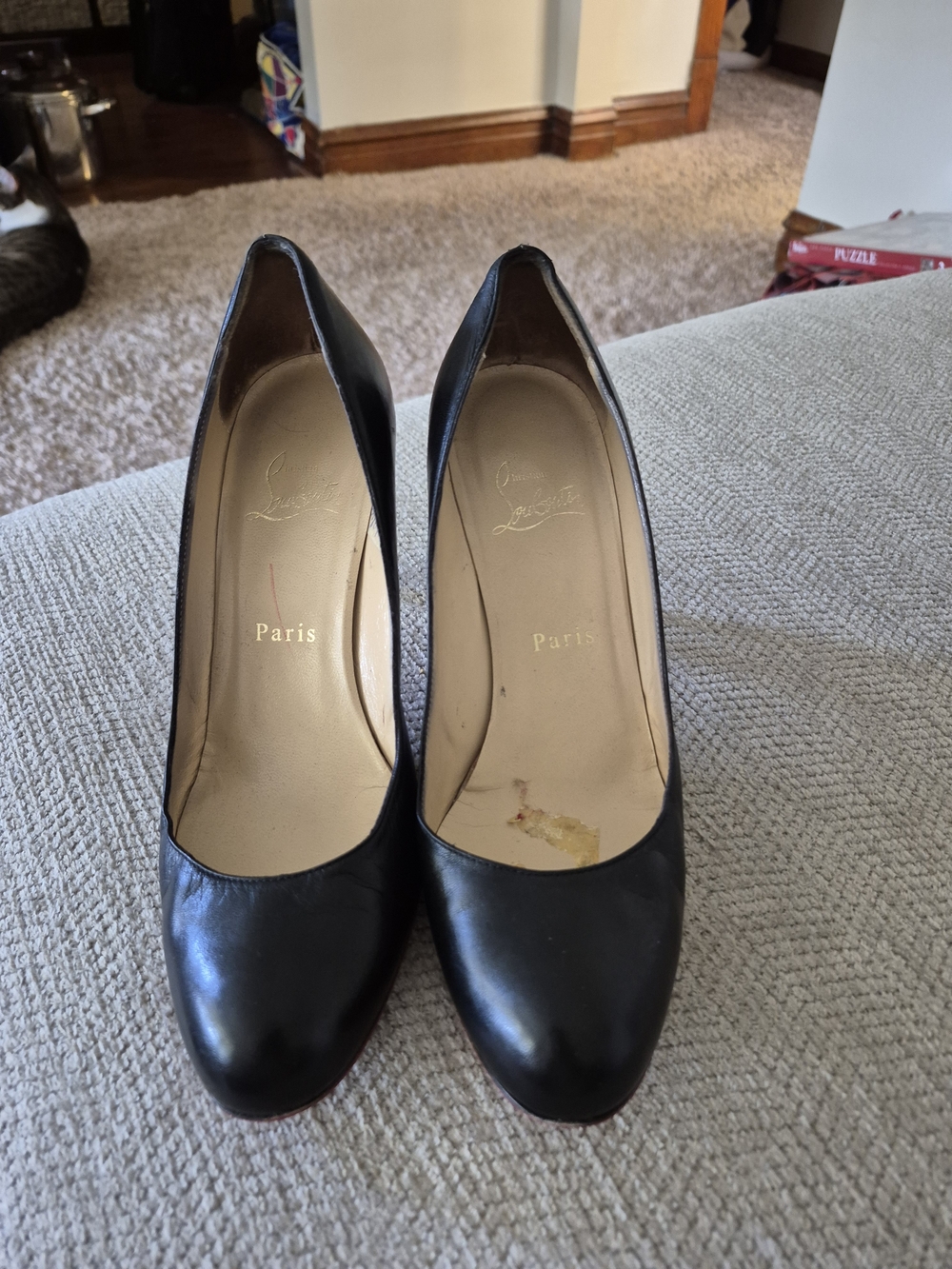 Christian Louboutin Black Leather Classic Round-Toe Pumps